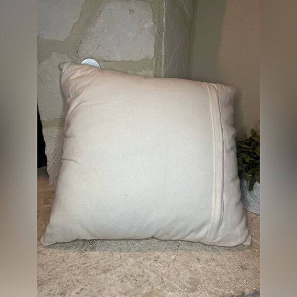 Textured Heavy Cotton Tribal Southwest boho  Shag accent Pillow Ivory 18”